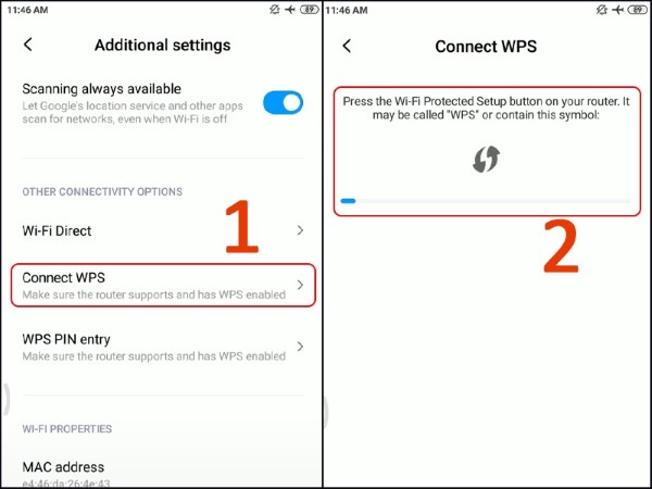 Chọn Connect WPS