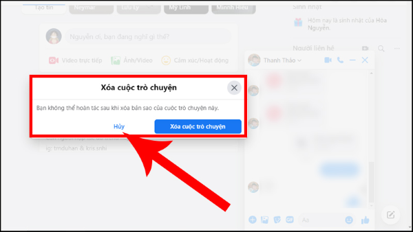 Không xóa đoạn chat Messenger trên Facebook web
