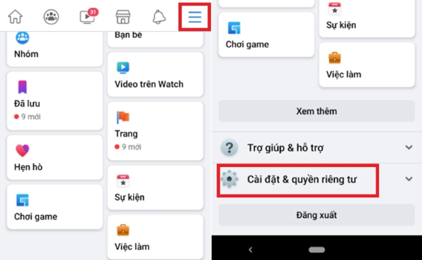 Truy cập “Cài đặt & Quyền riêng tư”
