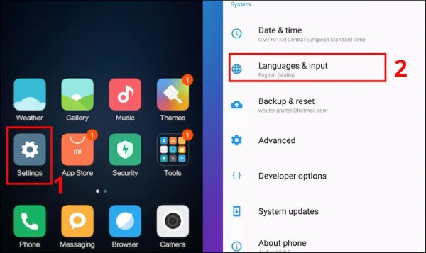 Mở Settings trên Xiaomi Mi
