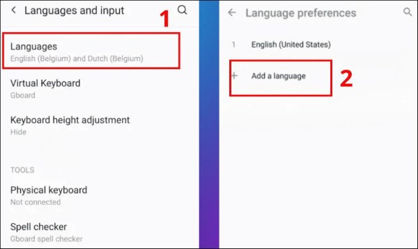 Chọn Add a language