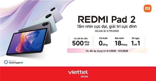 Hotsale mở bán và chill cùng Xiaomi Redmi Pad 2 với giá chỉ 5.790.000đ cùng cơ hội trúng Redmi Pad 2