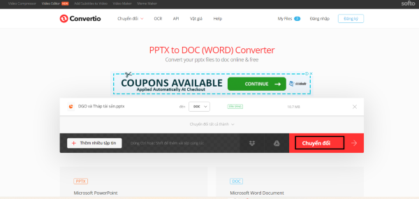 Chọn tập tin hoặc Upload để tải file lên