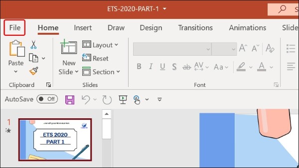 Nhấn vào tab File