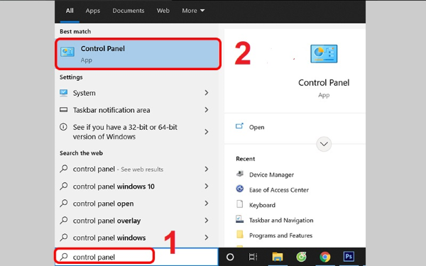 Mở Control Panel