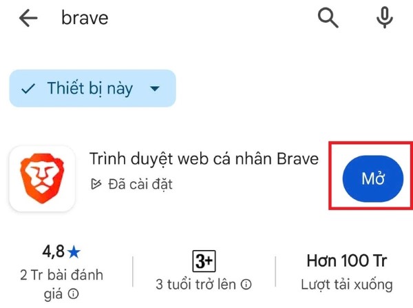 Chọn “Mở” để bắt đầu sử dụng