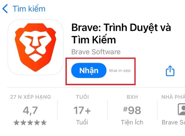 Nhấn nút “Nhận”