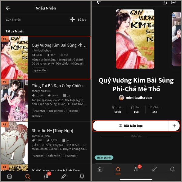 Nhấn vào “Bắt đầu đọc”