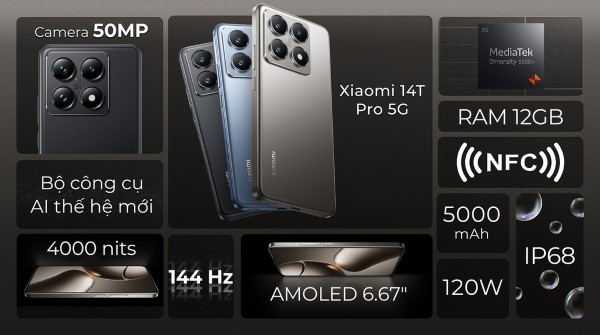 Xiaomi 14T Pro cấu hình mạnh, pin trâu, sạc nhanh và màn hình sắc nét