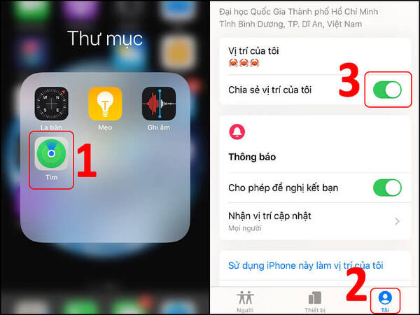 cách định vị iphone của chồng