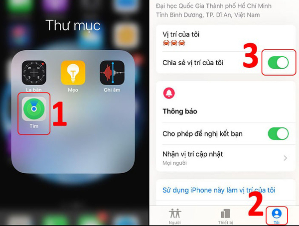 cách định vị iphone của chồng