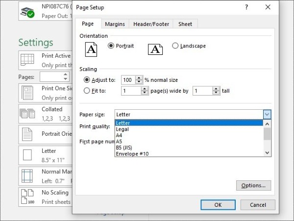 Chọn Page Size