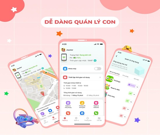 Phụ huynh có thể quản lý an toàn con em mình qua ứng dụng Hi JoyStar App