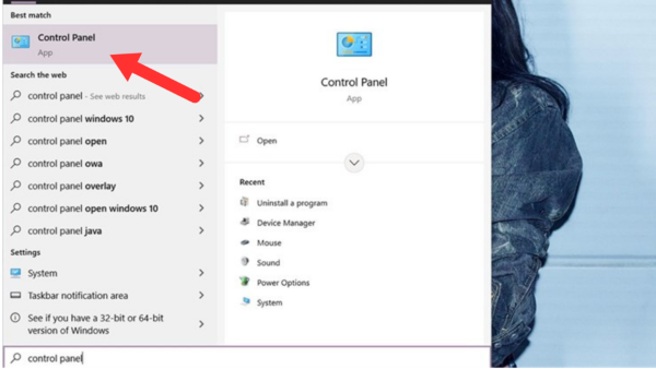 Nhập từ khóa Control Panel