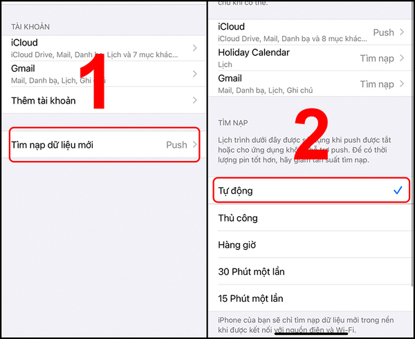 Chọn Tự động để điện thoại iPhone tự động cập nhật danh bạ khi có số điện thoại mới