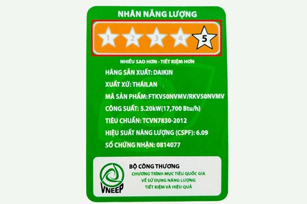 Nhãn năng lượng 5 sao là gì?