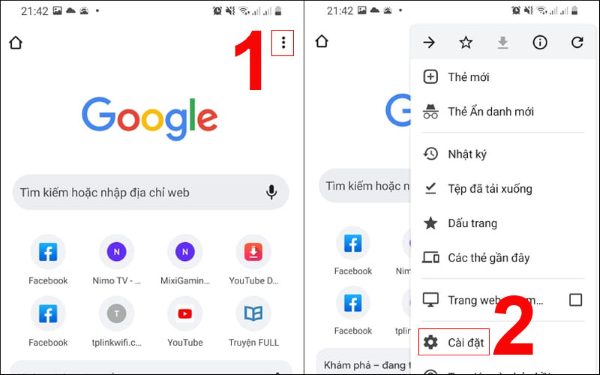 Chọn Cài đặt > Đồng bộ hoá